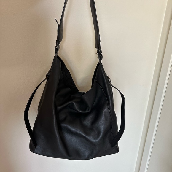 All Saints paradise black leather north south tote bag - Picture 7 of 7